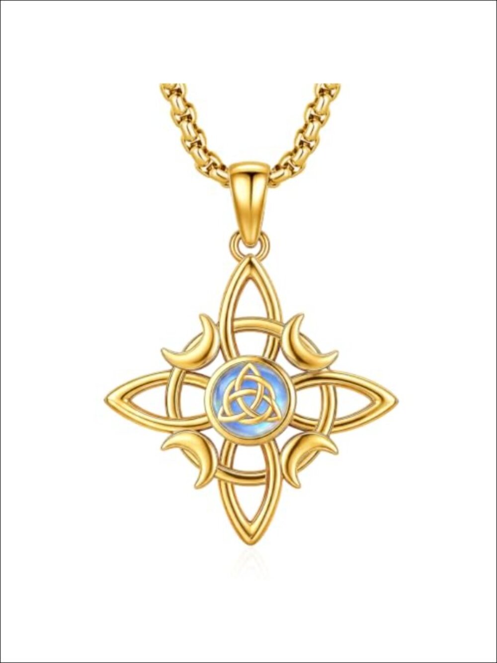 Witches Knot Necklace 925 Sterling Silver Moonstone Pendant Witchy Pagan Wiccan